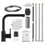 Schütte Sensor-Spültischarmatur Vital, Schwarz Matt, mit Zubehör und herausziehbarem Auslauf.