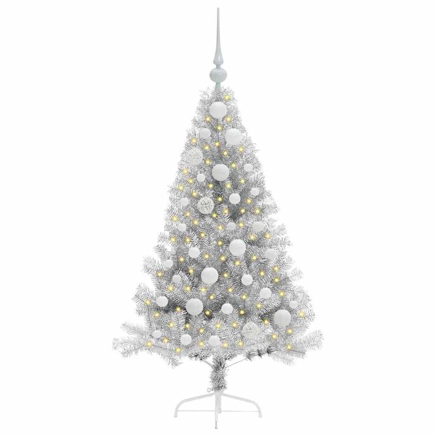 vidaXL Künstlicher Vorbeleuchteter Weihnachtsbaum Silber 120 cm 3397183