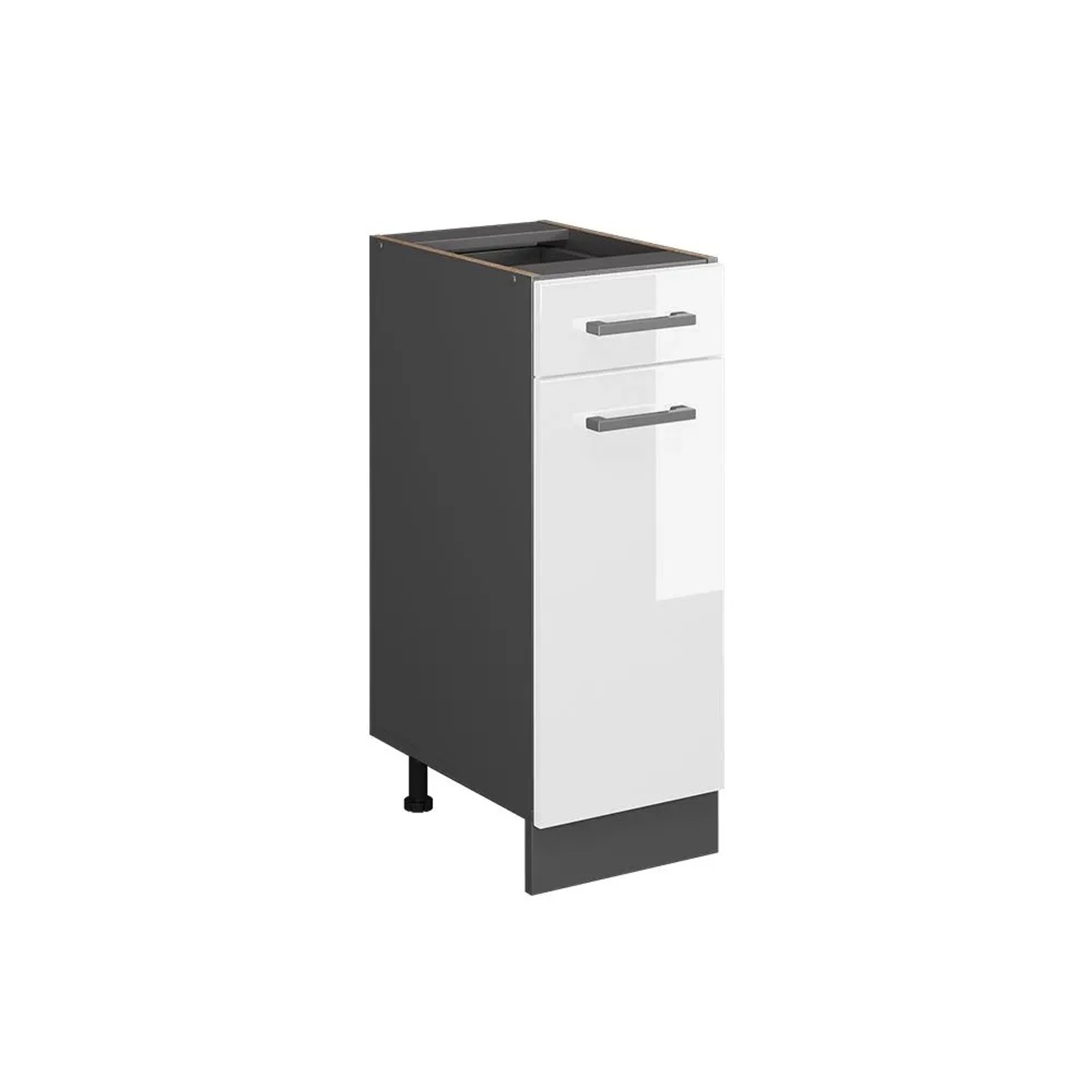 Vicco Küchenunterschrank R-Line Weiß Hochglanz Anthrazit 30 cm ohne Arbeitsplatte