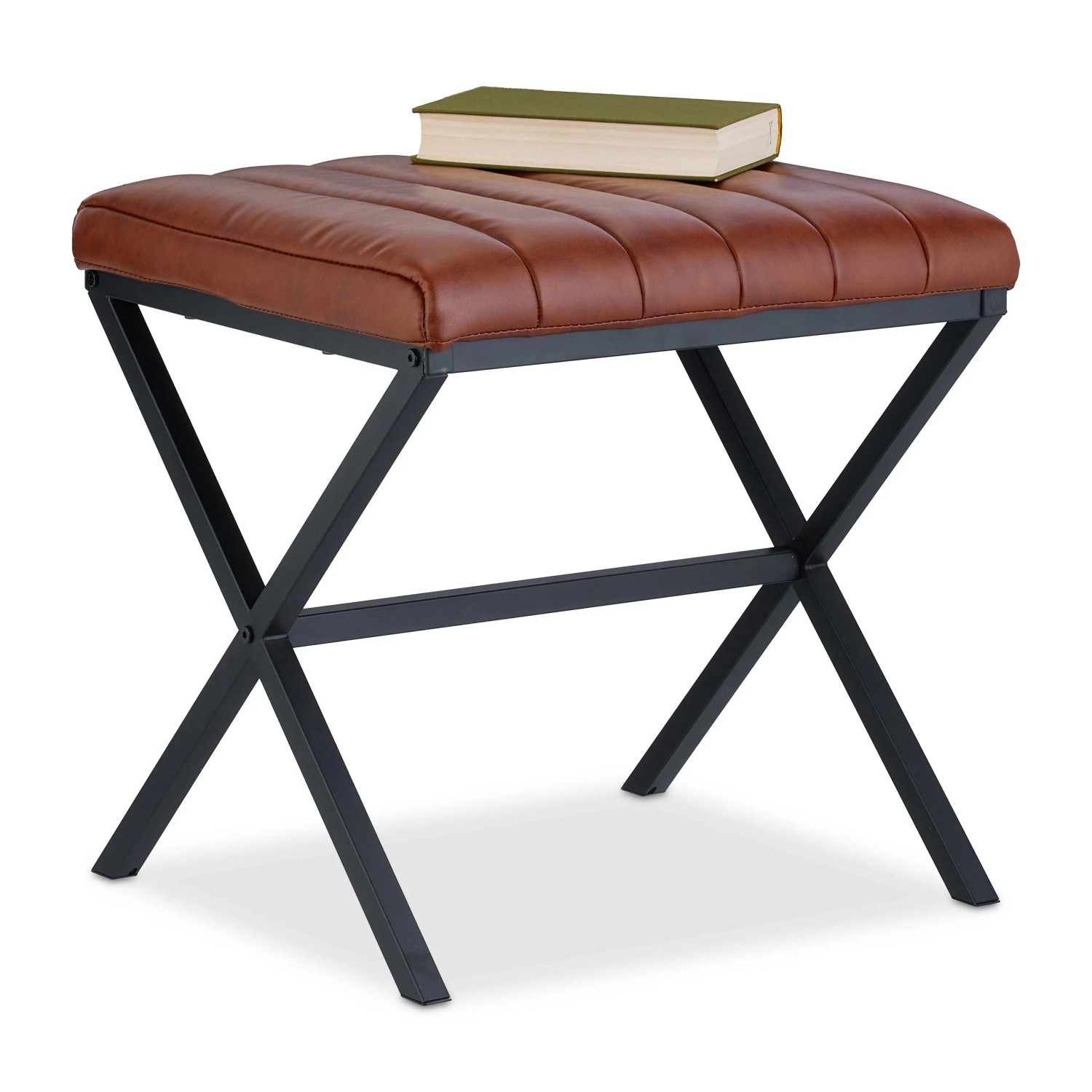 Relaxdays Sitzhocker Kunstleder Schwarz Braun 46 cm x 47 cm x 42 cm 4,8 kg