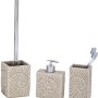 Wenko WC-Bürstengarnitur Fossil Beige aus Polyresin mit WC-Bürste und Zahnputzbecher.