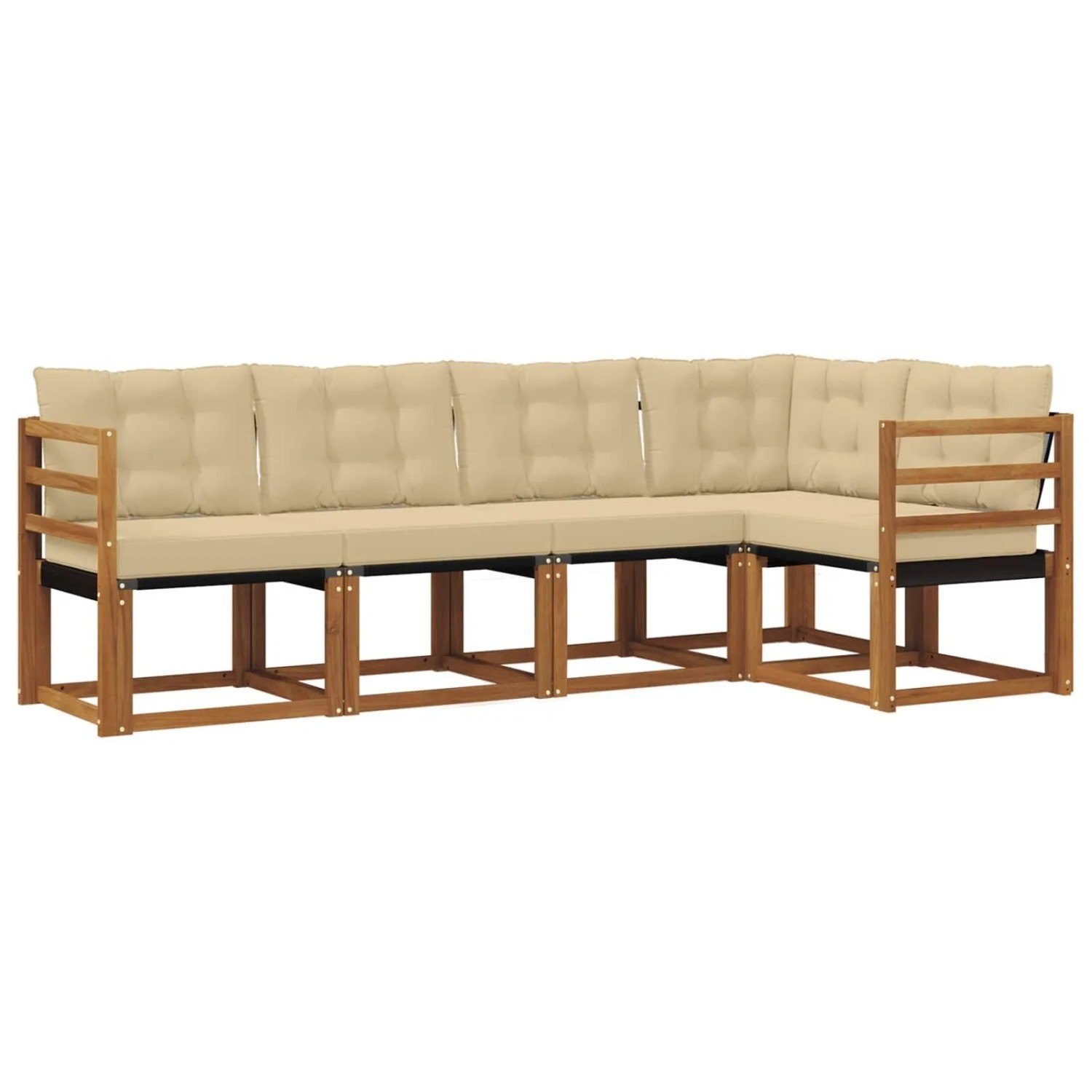 vidaXL Outdoor-Sofagarnitur mit Kissen 5-Tlg Natur und Beige 3368656