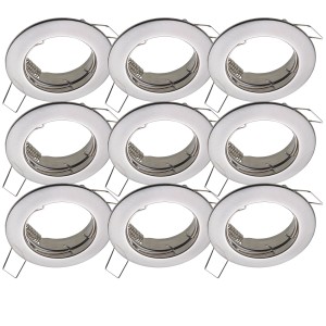 9er Set Oktaplex Spot Rahmen Sedan, gebürstete Edelstahloptik für 50mm LED-Module, Deckeneinbaustrahler.