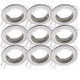 9er Set Oktaplex Spot Rahmen Sedan, gebürstete Edelstahloptik für 50mm LED-Module, Deckeneinbaustrahler.