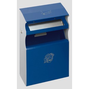 PROREGAL Eckiger Kombiascher Mit Einwurfblende 15 Liter HxBxT 54 x 30 x 14 cm Verzinkter Stahl Blau