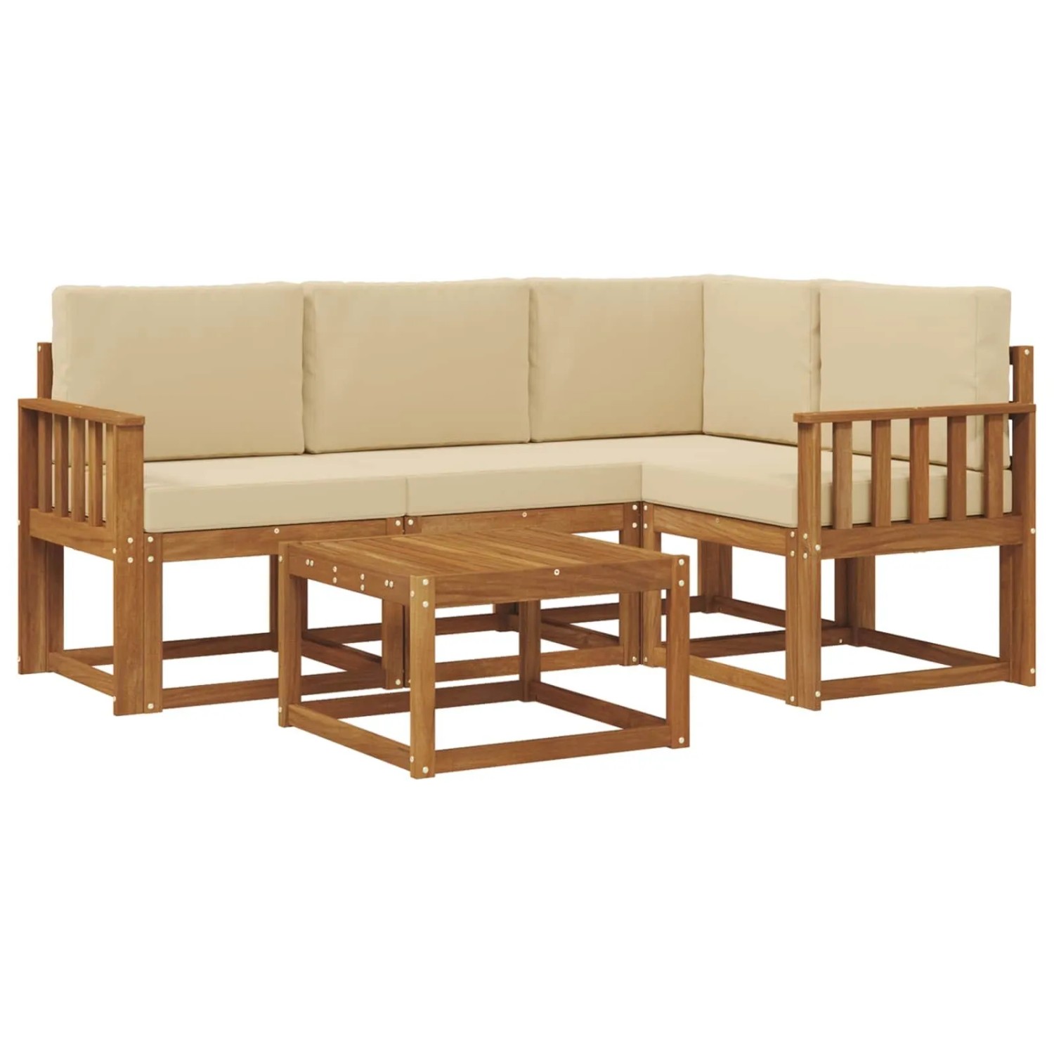 vidaXL Outdoor-Sofagarnitur mit Kissen 5 Stk Natur und Beige 3366356