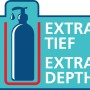 Symbol für extra tiefe WENKO Wandablage Trestina, geeignet für hohe Flaschen.