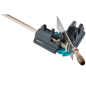 wolfcraft Schmiege und Gehrungsschneidlade mit Handsäge zum Sägen von Leisten.