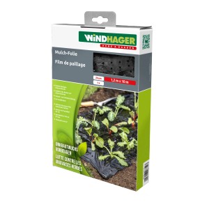 Windhager Mulchfolie, 1,2x10m, schwarz, gelocht. Unkrautvlies zur Beetabdeckung im Garten.