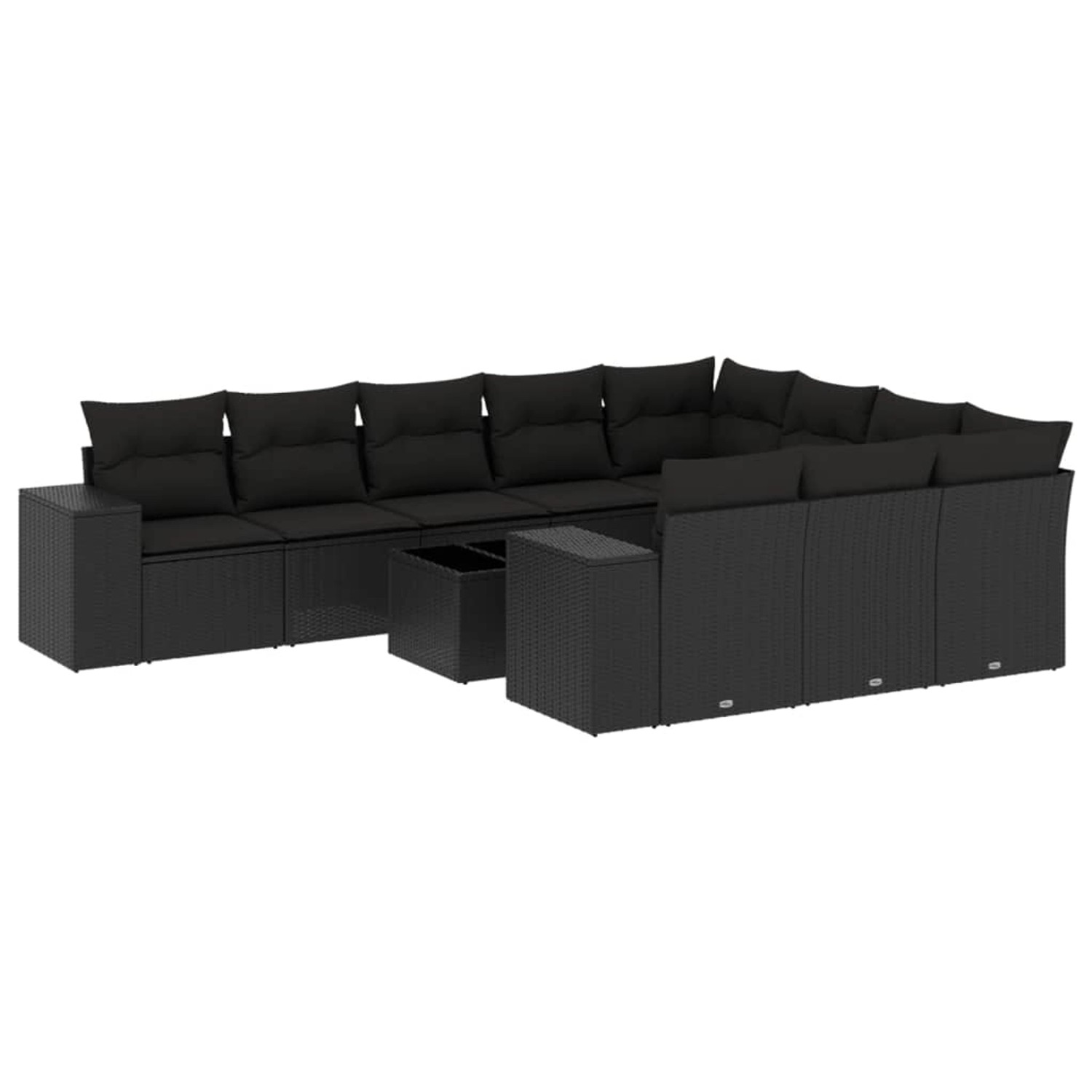 vidaXL 11-Tlg Garten-Sofagarnitur mit Kissen Schwarz Poly Rattan 3255432 günstig online kaufen
