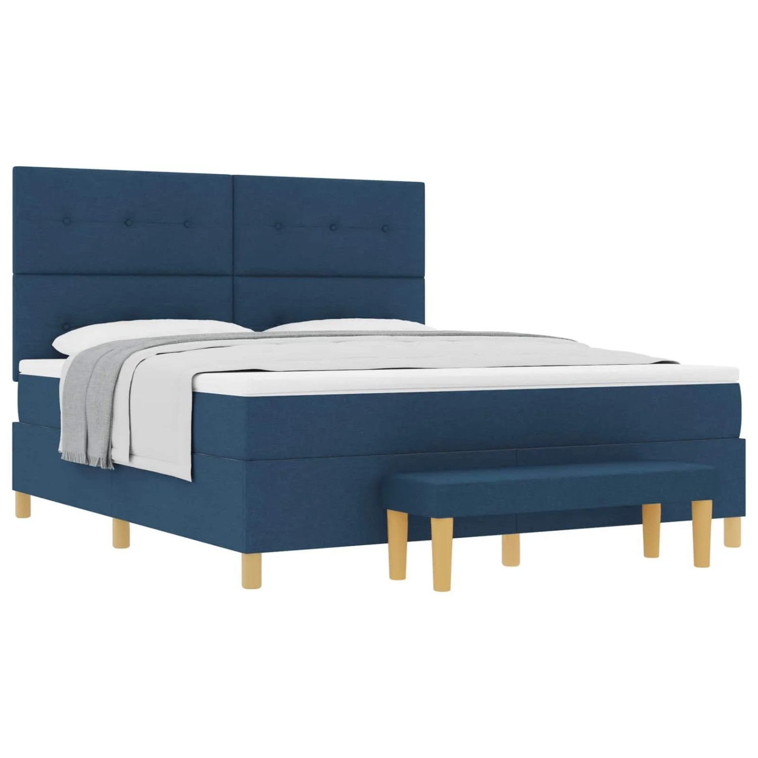 vidaXL Boxspringbett mit Matratze mit Kopfteil Blau 180 x 200 cm Stoff 3344323