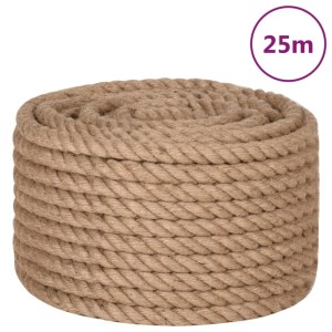 Braunes, gerolltes Juteseil, 25 m lang, 20 mm stark. Robustes Seil für Basteln, Garten & Deko.