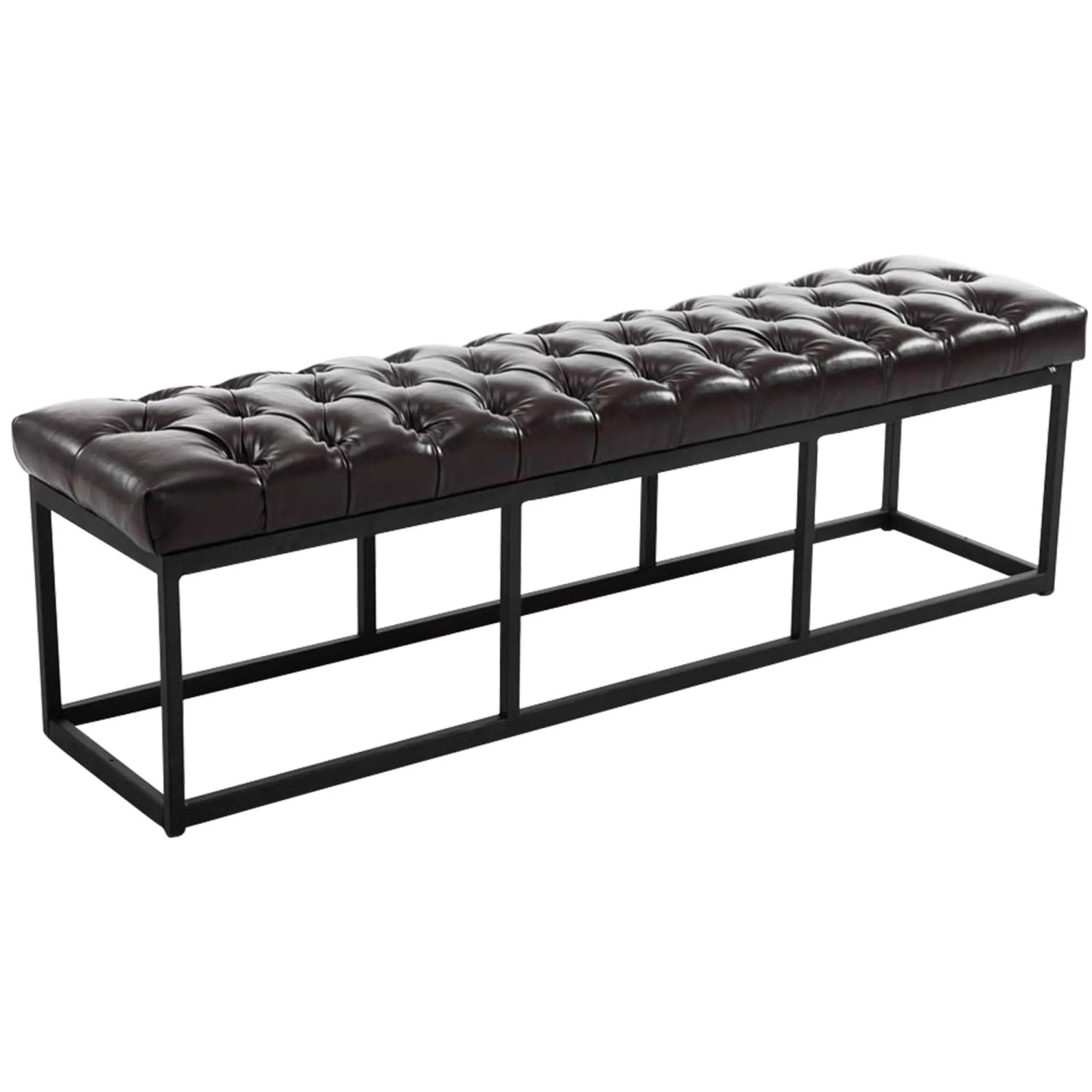 DELUKE Sitzbank MEXICO Kunstleder Braun 150x38x46cm Sitzbank Flur Sitzhocker Esszimmerbank Polsterbank Schlafzimmer