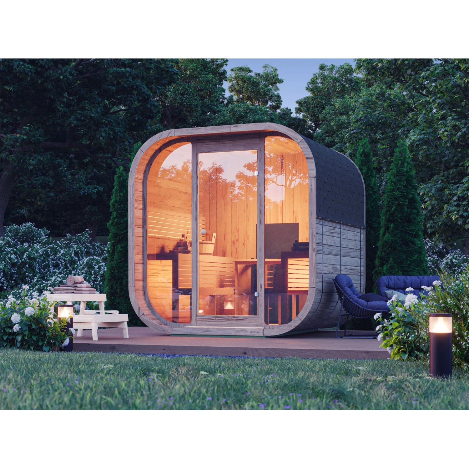 Fjordholz Fass-Sauna Modell Luxe-4 Premium