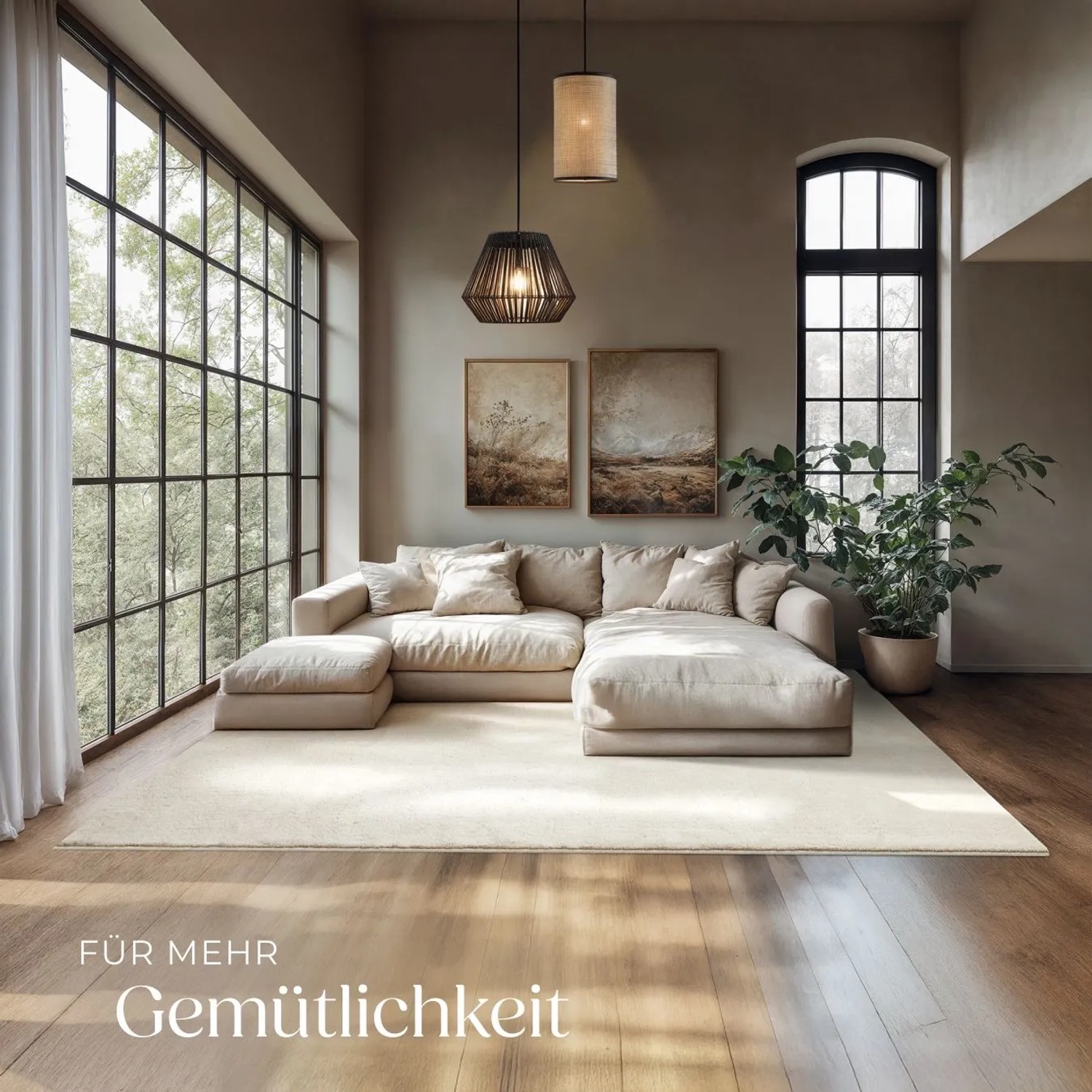Tectake Kurzflorteppich Soft Zone Verschiedene Größen und Farben Flauschige Oberfläche  1630 G M² Florgewicht 200 x 290 cm 200 x 290 x 1 50 cm Creme_3