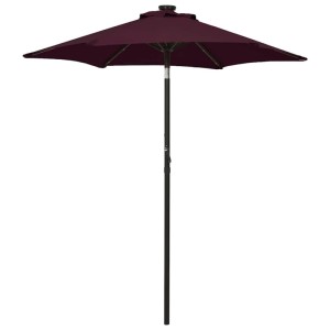 vidaXL Sonnenschirm mit LED-Beleuchtung Bordeauxrot 200x211 cm Alu 313561