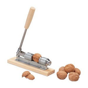 Relaxdays Hebelnussknacker Holz Metall Verstellbar 15,5 cm x 23,5 cm x 5 cm