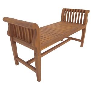 Gartenbank Wigan aus Teakholz, 130 cm breit, ohne Rückenlehne und mit abgerundeten Armlehnen.