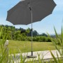 Anthrazitfarbener Schneider Marktschirm (Ø 220 cm) mit Knickfunktion im Garten.