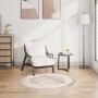 Beiger, runder vidaXL Teppich (Ø 120 cm) mit rutschfester Rückseite im Wohnzimmer.