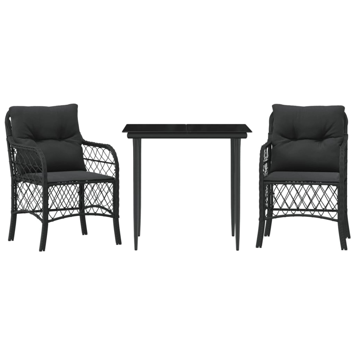 vidaXL 3-Tlg Bistro-Set mit Kissen Schwarz Poly Rattan 3212096 günstig online kaufen