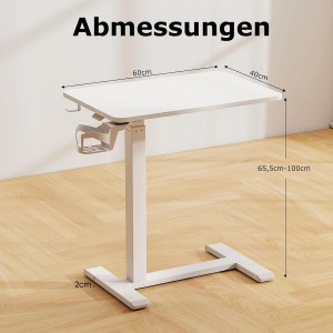 Costway Pflegetisch mit Rollen Betttisch Krankentisch Weiß