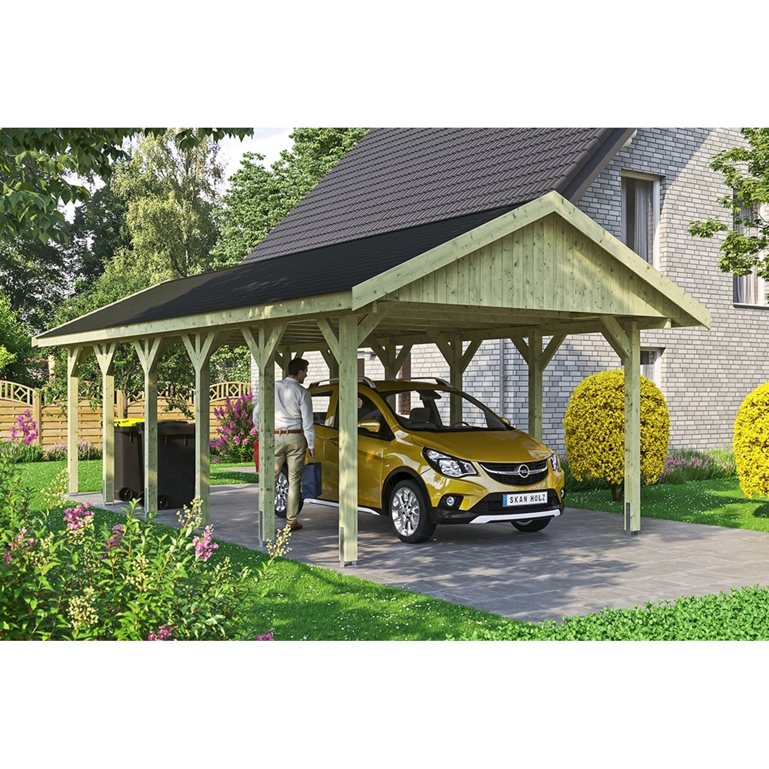 Satteldach-Carport Wallgau 430 x 900 cm schwarze Schindeln günstig online kaufen