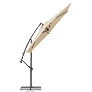 Schneider Ampelschirm, Ø 300 cm, Natur, mit Kurbel. Sonnenschirm mit Neigungsfunktion und Stahlgestell.