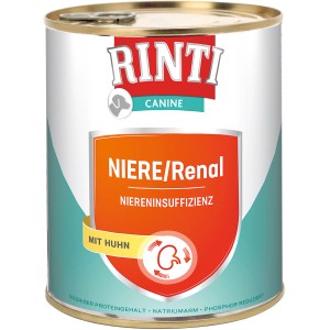 Rinti Hunde-Nassfutter Niere/Renal Huhn, 800g Dose für Hunde mit Niereninsuffizienz.