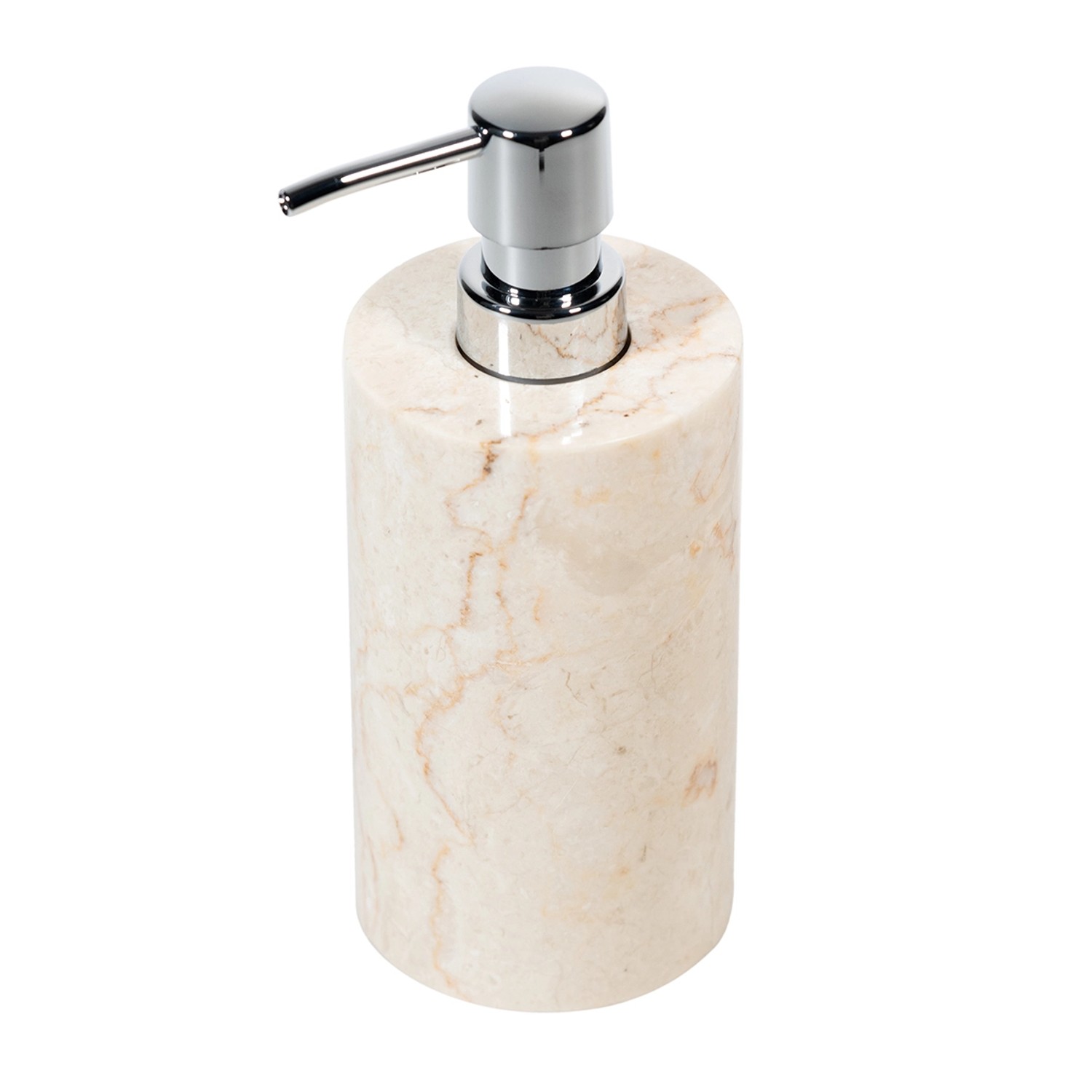 Wohnfreuden Marmor Naturstein Seifenspender 20 cm Creme Rund