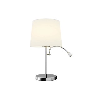 Lindby Tischlampe Benjiro 9624026 Modern in Weiß aus Textil 2-flammig E27 Wohnzimmerleuchte
