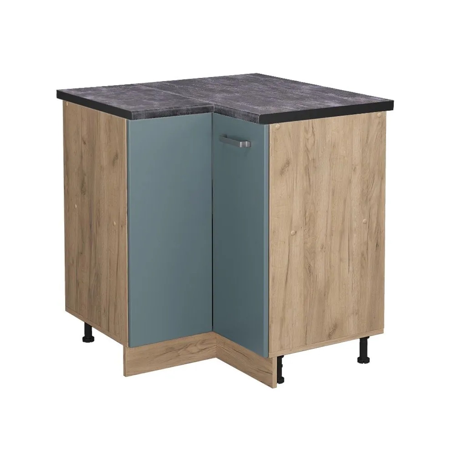 Vicco Eckunterschrank R-Line Blau-Grau Goldkraft Eiche 76 cm AP Anthrazit
