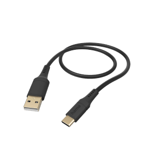 Schwarzes Hama Ladekabel, USB-A auf USB-C, 1,5 m, flexibles Silikonkabel für Hausautomation.