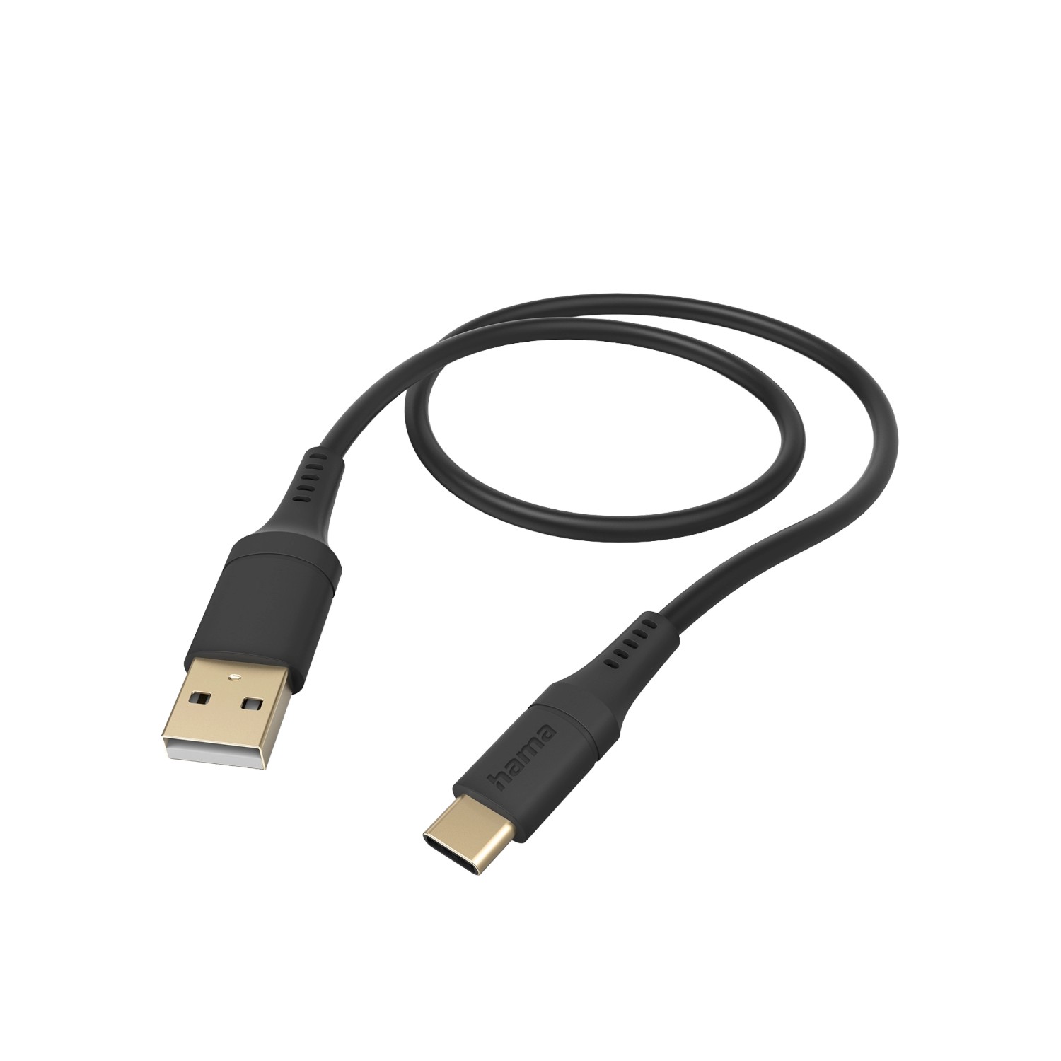 Hama Ladekabel Flexible USB-A USB-C Silikon 1,5 m Schwarz