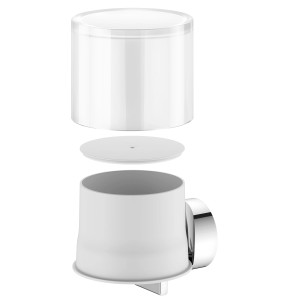 Keuco Reva Lotionspender, 150ml, Weiß/Chrom, zur Wandmontage, mit Glasaufsatz. Modernes Bad-Accessoire.