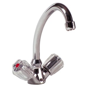 Sanitop-Wingenroth Zweigriff-Waschbeckenarmatur Standard Plus Chrom mit Acrylgriffen.