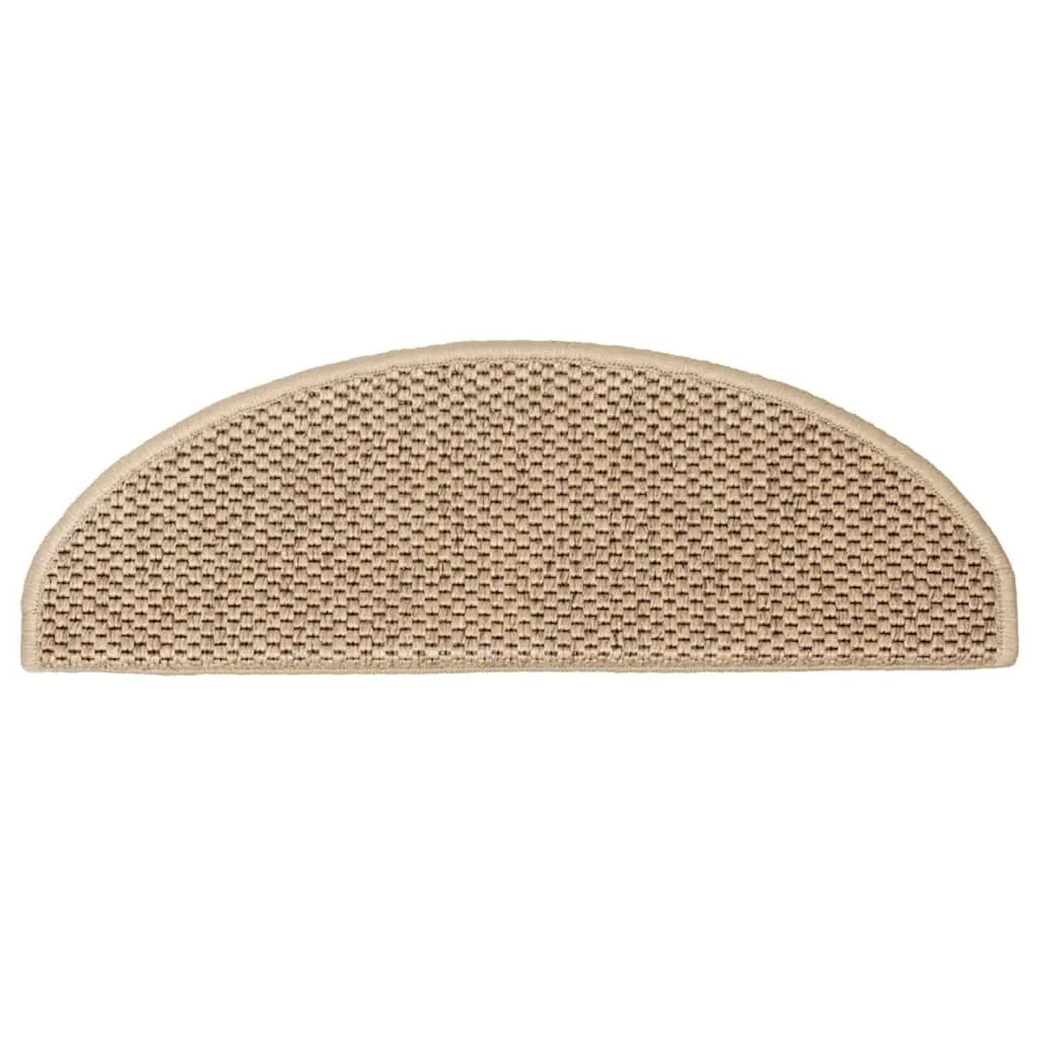 Sandfarbene Stufenmatte in Sisal-Optik, selbstklebend, für sicheren Halt auf Treppen. Robustes Textil.