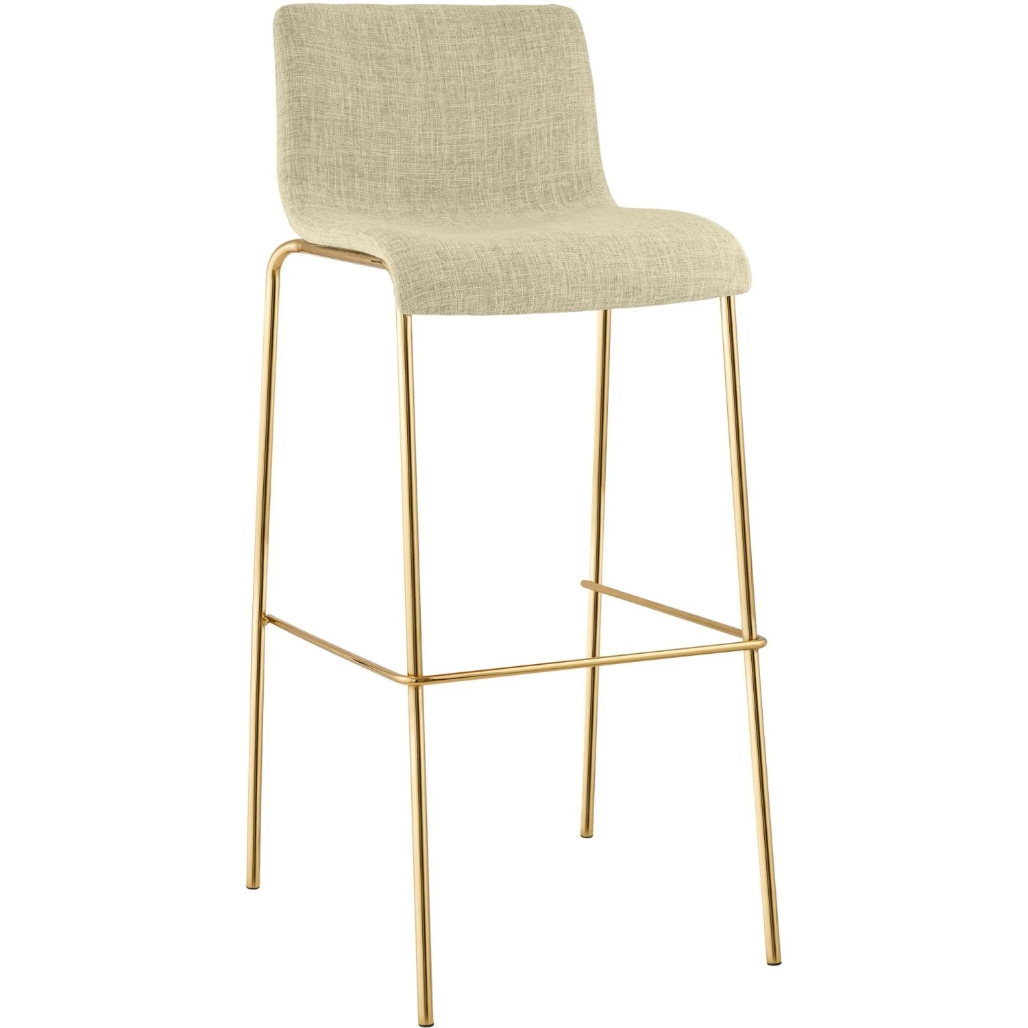DELUKE Barhocker TENAR Stoff Creme 43x48x100cm Gold Barstuhl Mit Lehne Tresenhocker Tresenstuhl