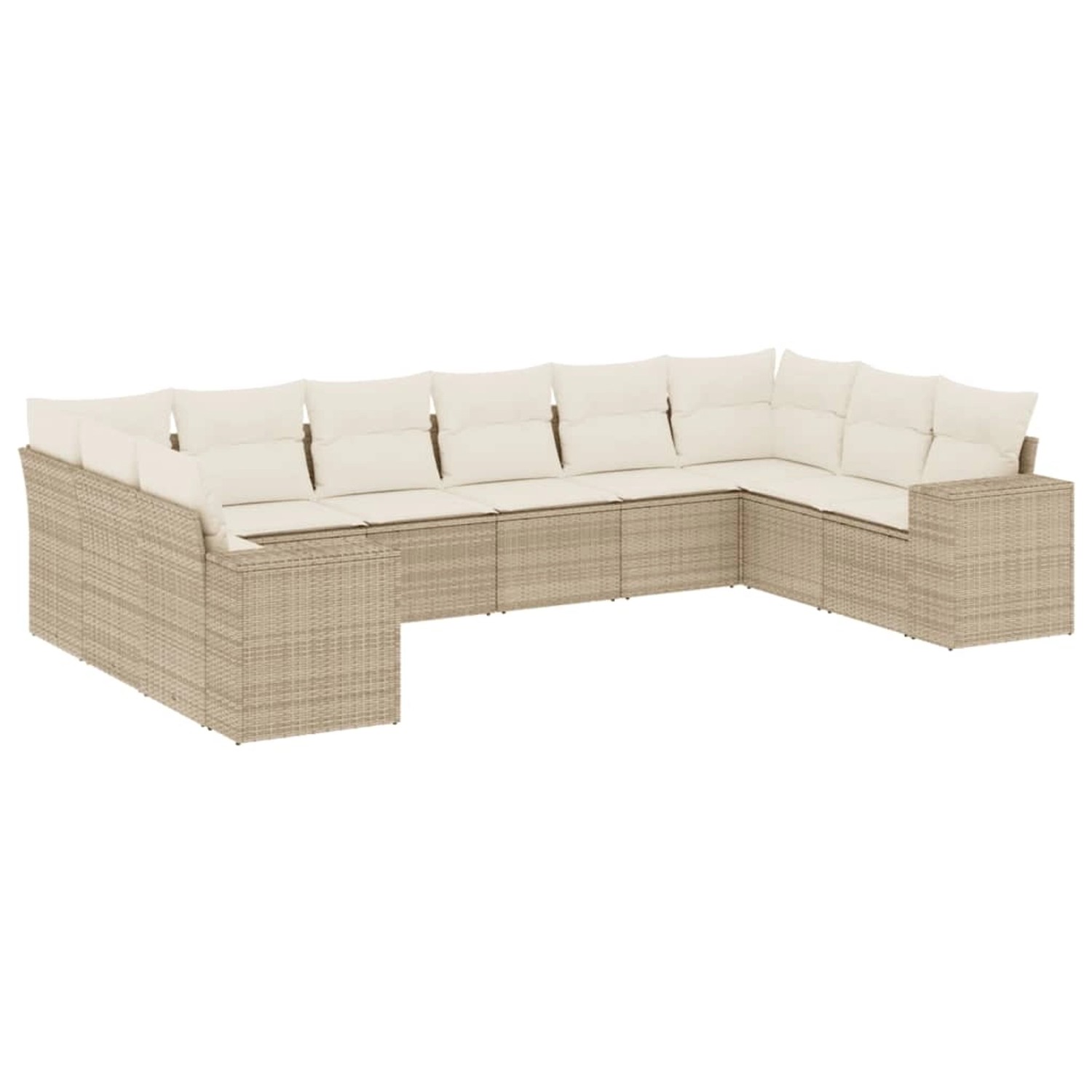 vidaXL 10-Tlg Garten-Sofagarnitur mit Kissen Beige Poly Rattan 3223067 günstig online kaufen