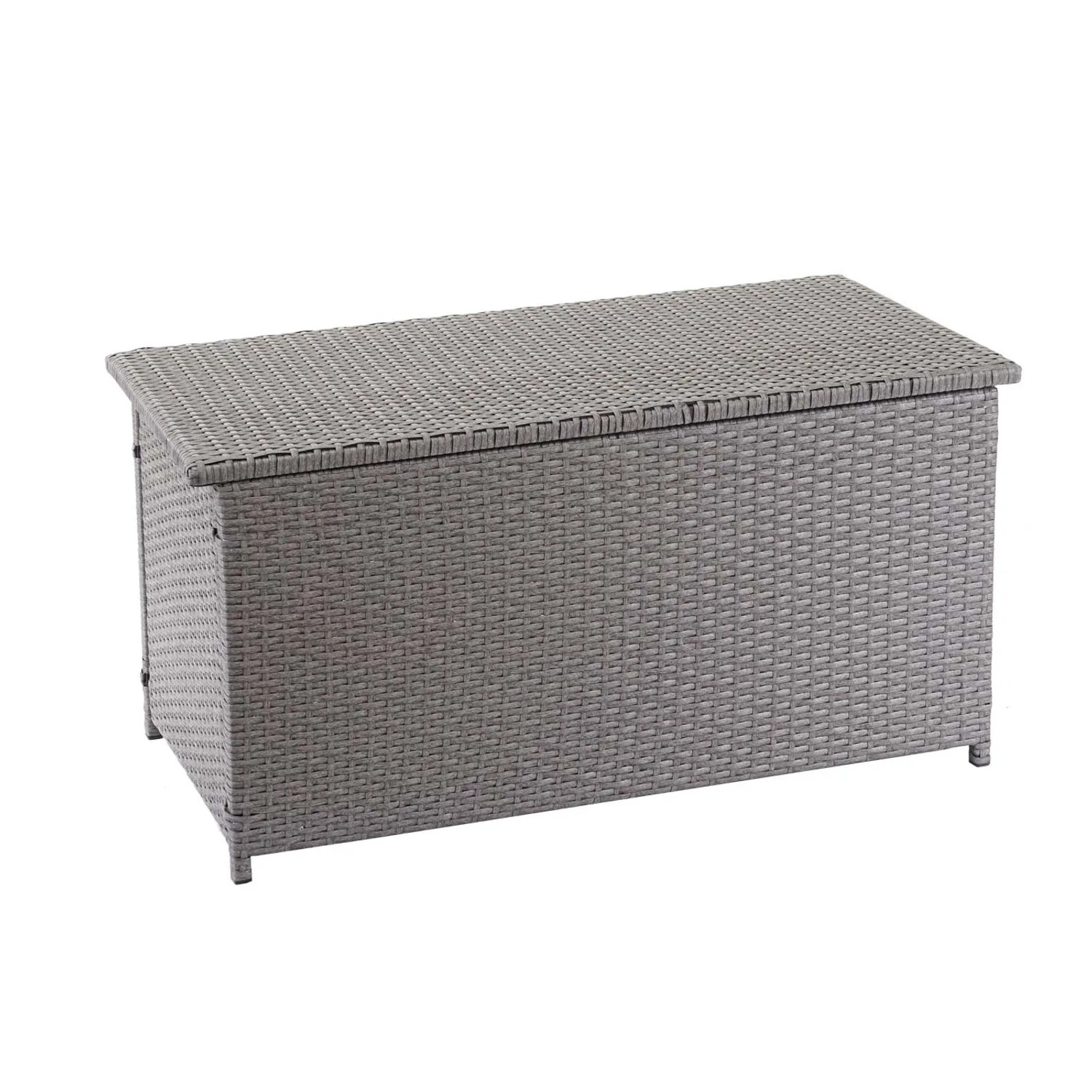 Graue MCW Poly-Rattan Kissenbox D88, 170l, 51x100x50cm. Aufbewahrungsbox für Gartenmöbel.