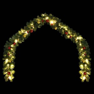 vidaXL Weihnachtsgirlande Geschmückt mit Kugeln und LED-Lichtern 20 m 246408
