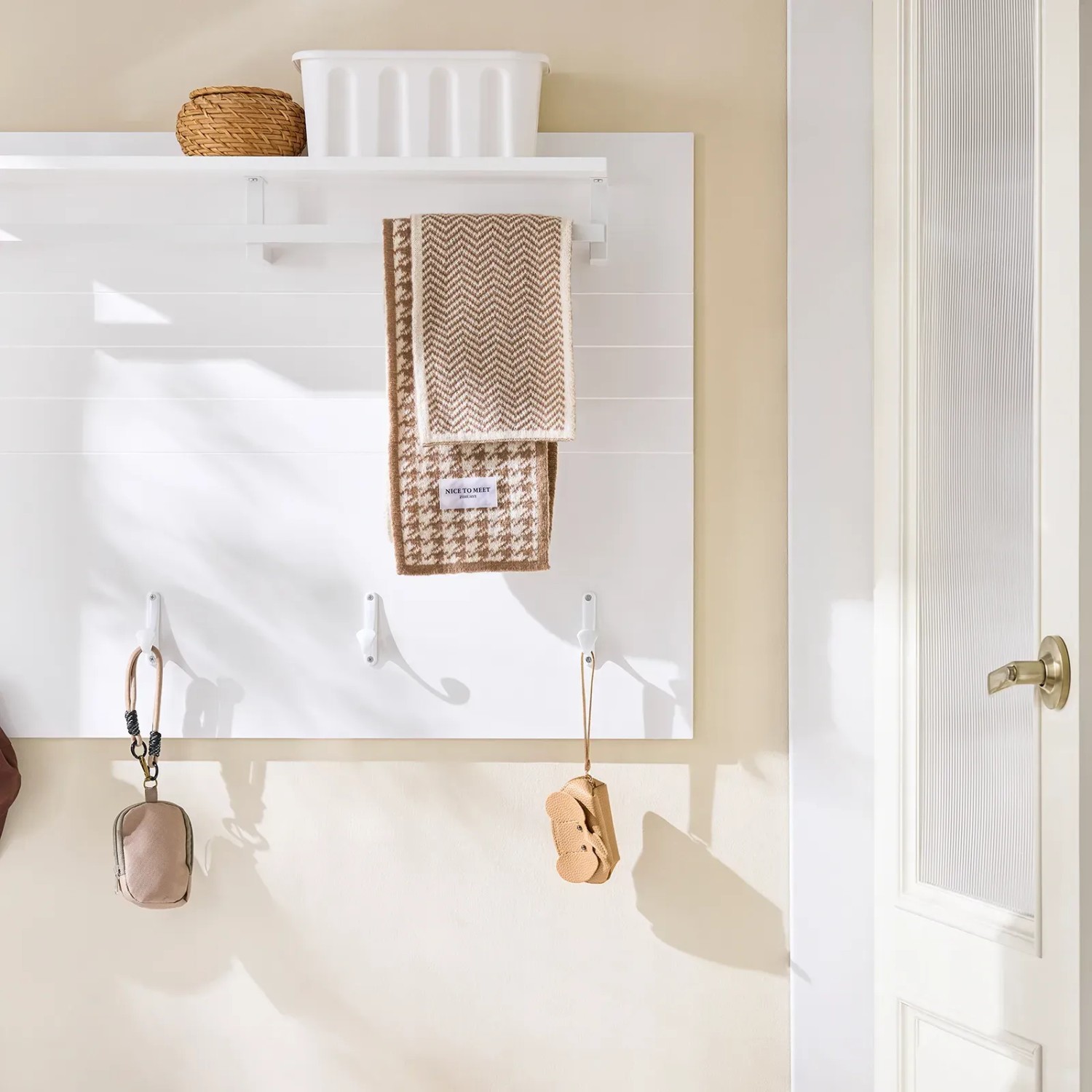 SoBuy Wandgarderobe Garderobenleiste mit Regal und Haken Garderobenpaneel für Flur FHK36-W_5