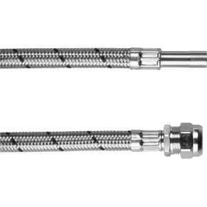 Silberner Mischdüsenschlauch, 50 cm, aus Edelstahl für Dusche und Bad.