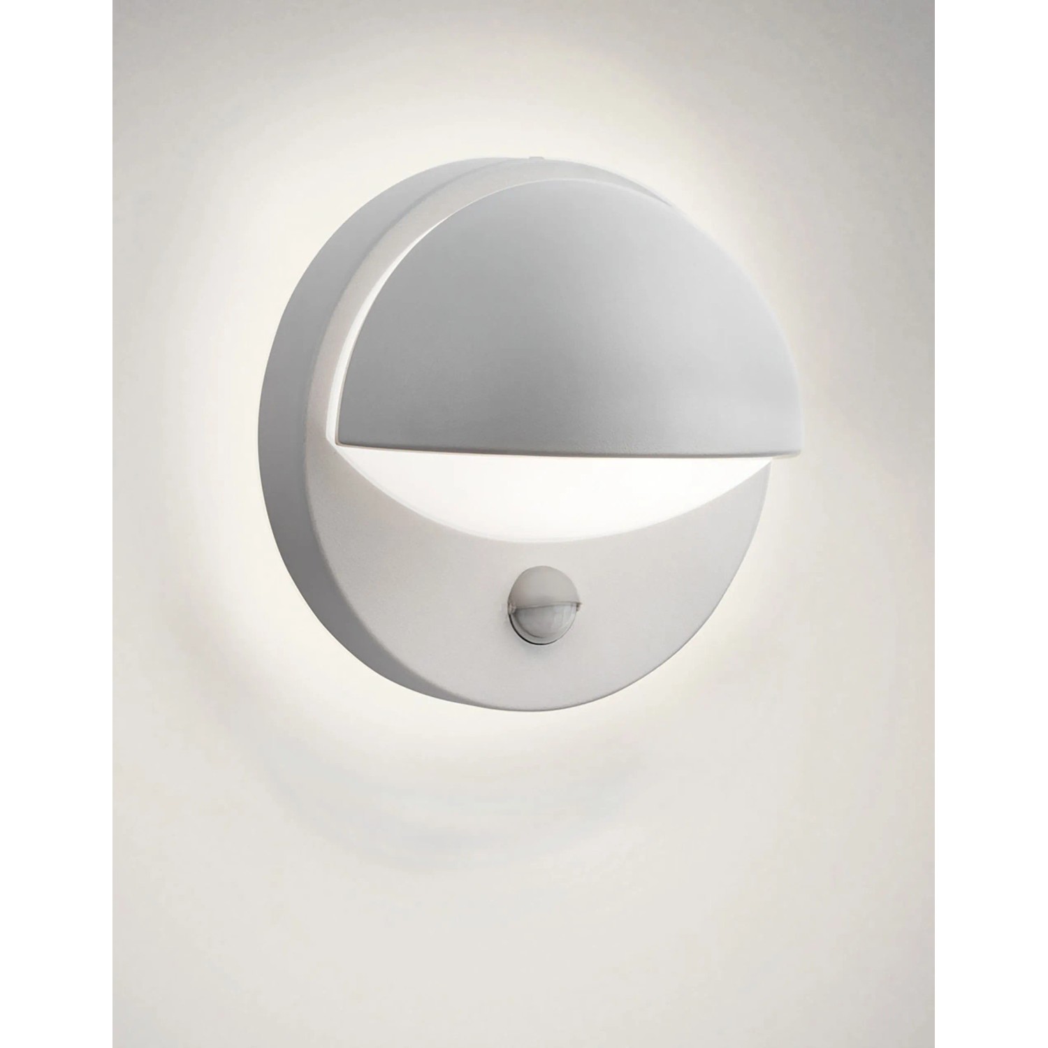 Graue Philips MyGarden June LED-Außenwandleuchte mit Bewegungssensor, 19,5x19,5x13,5 cm.