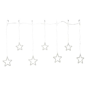 Lichtervorhang mit sechs warmweißen Mikro-LED Sternen, 120x60 cm, für festliche Innen-Dekoration.