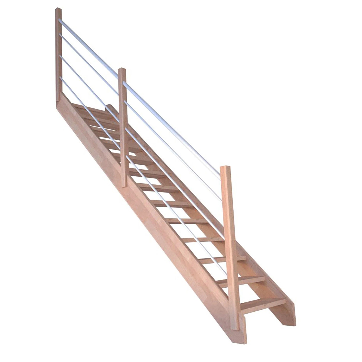 Treppe Mykonos Pro Buche Ger. 80 cm Holz-Edelstahl-Geländer Weiß L FSC® günstig online kaufen