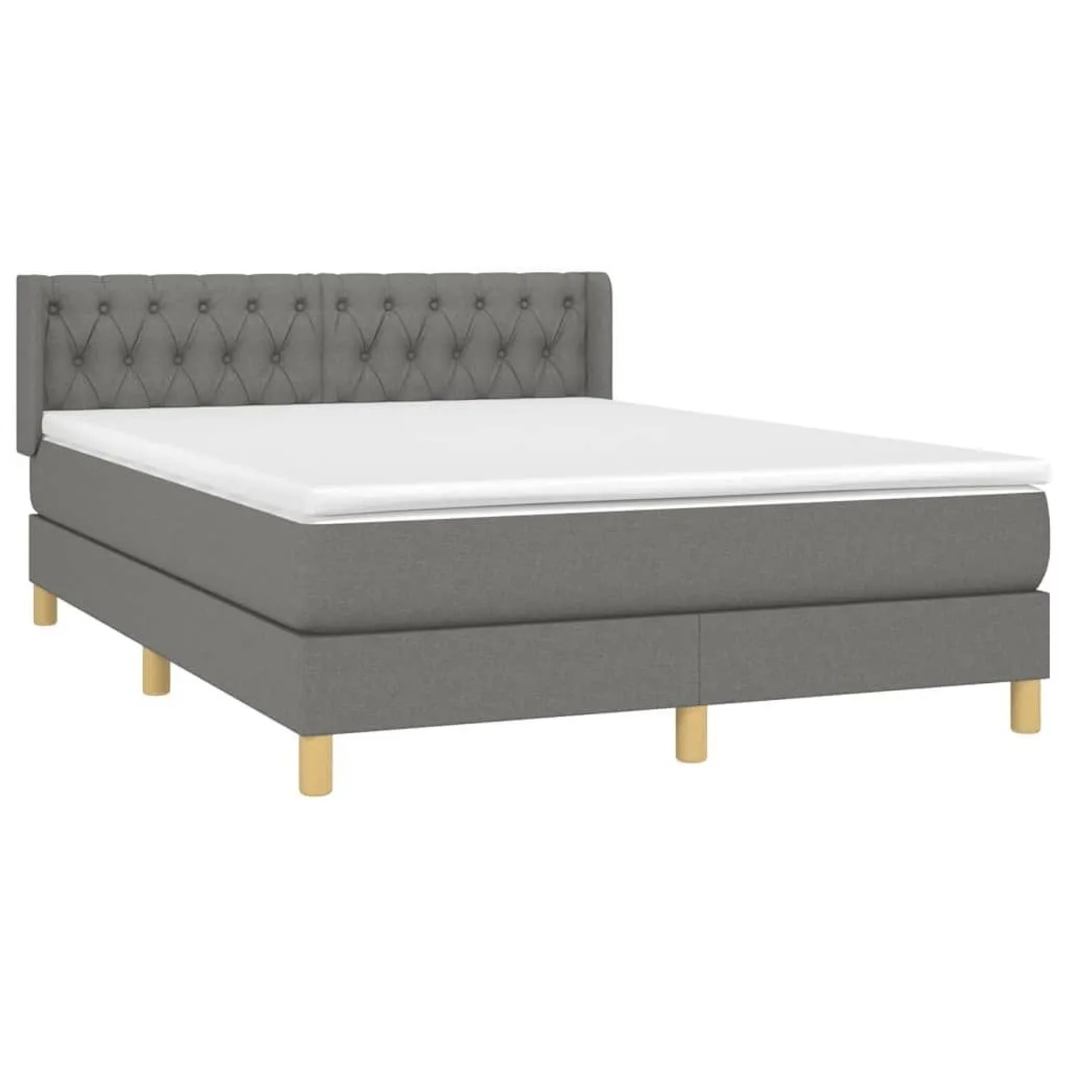 vidaXL Boxspringbett mit Matratze Dunkelgrau 140x200 cm Stoff 3130514