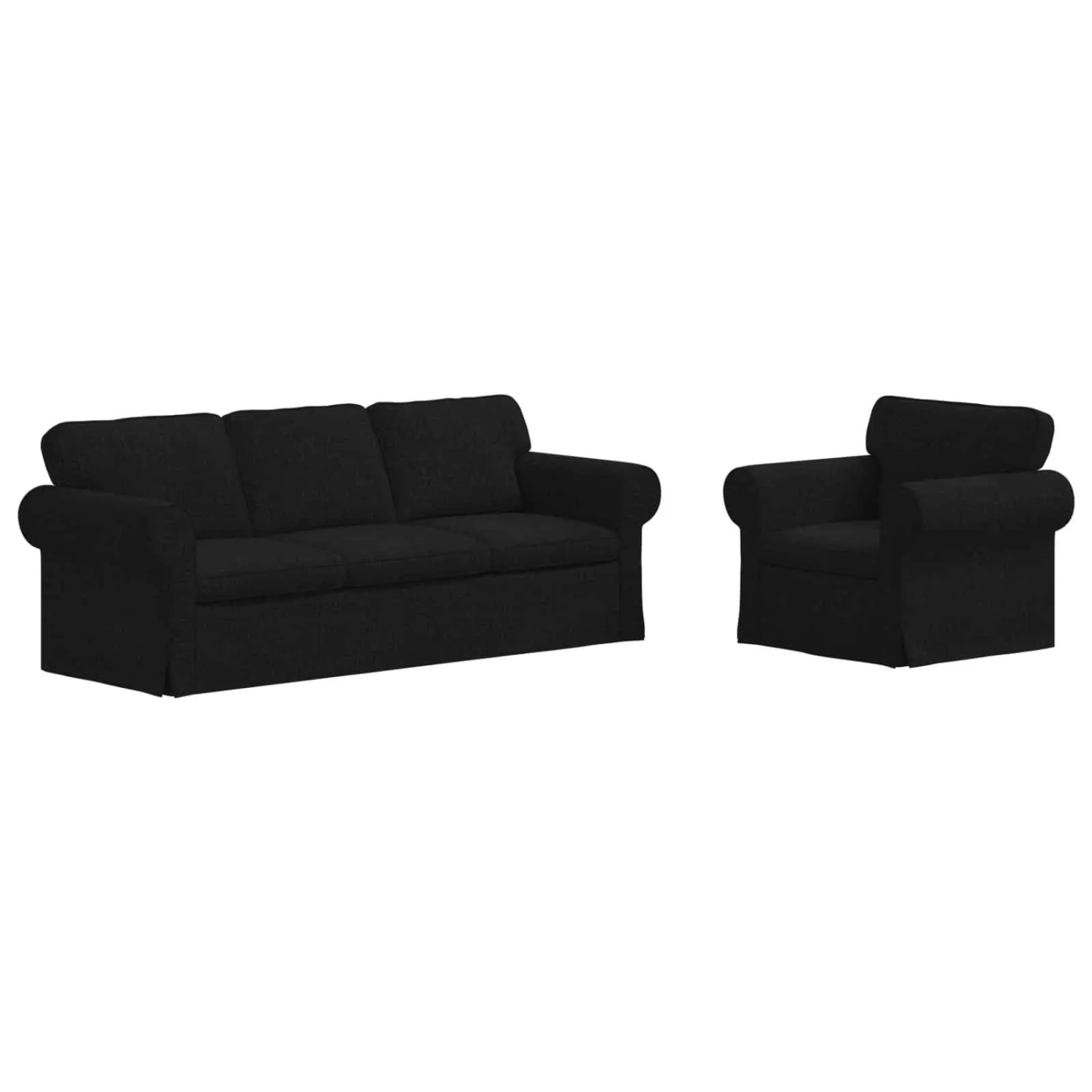 vidaXL Sofa 2-Tlg Schwarz 215 x 82 x 80 cm Stoff 3407576