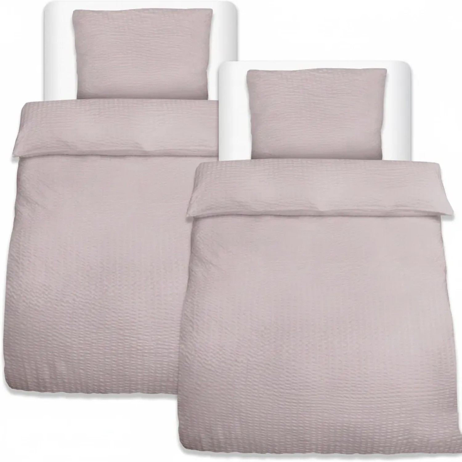 Beautissu 4tlg Seersucker Bettwäsche 155x220 cm & Kopfkissen 80x80 cm Taupe günstig online kaufen