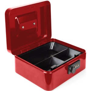 Offene rote Burg-Wächter Geldkassette Money Code 5020 mit Zahlenschloss und Fächern.